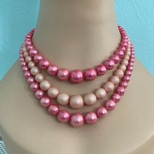 Pink Faux Pearl Vintage Necklace